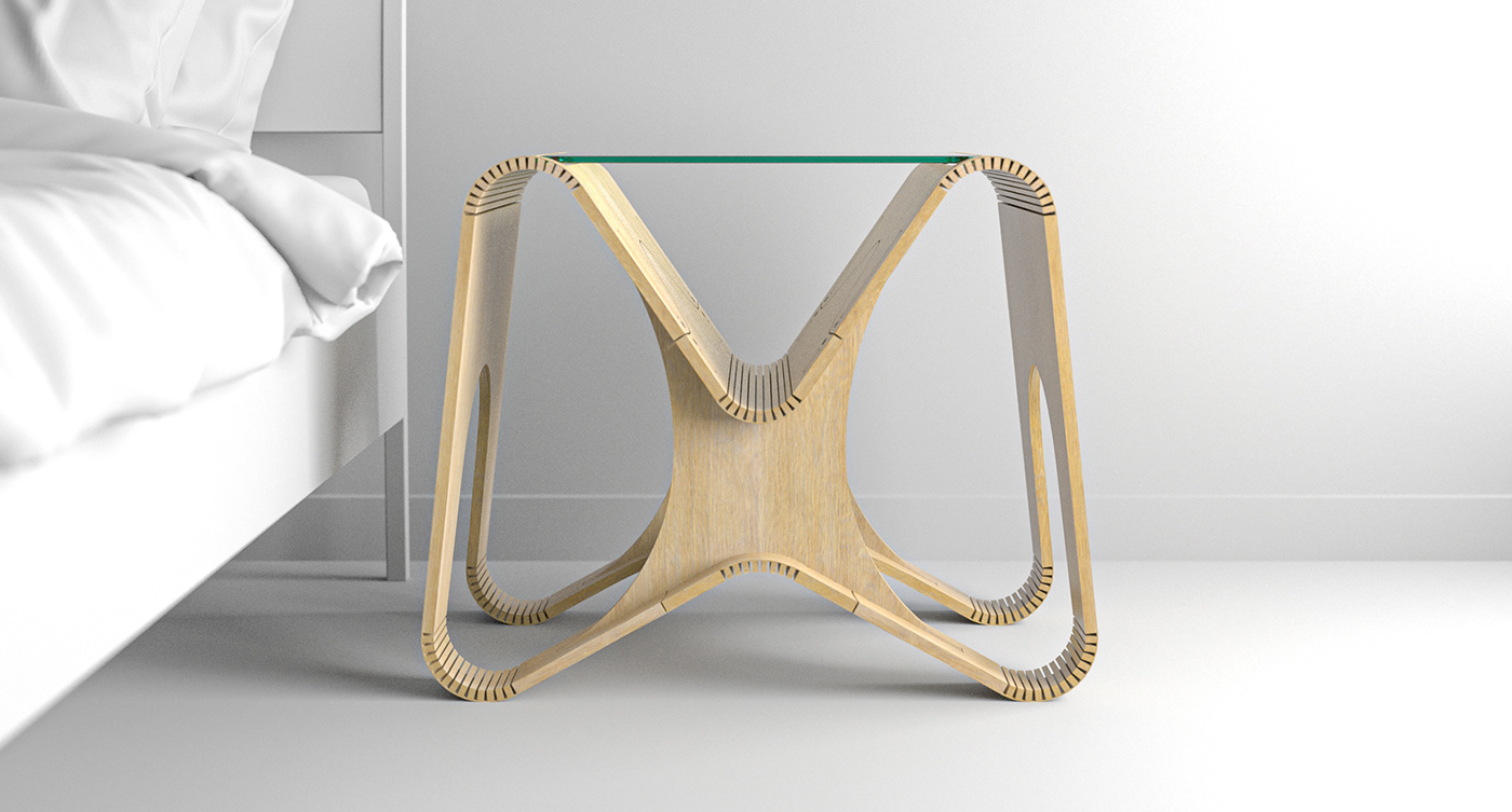 bedside bending design furniture industrial Kerf table