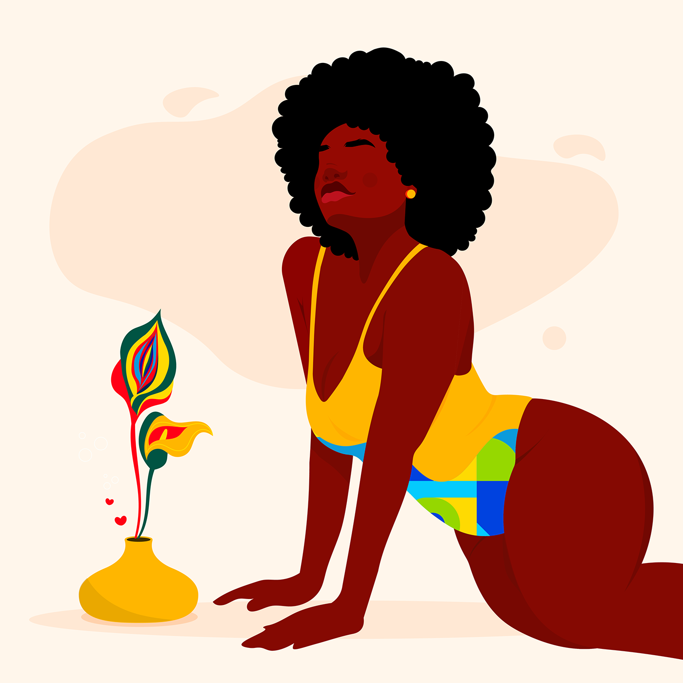 art Black women graphic design  ILLUSTRATION  Love self-care Tampax vday women