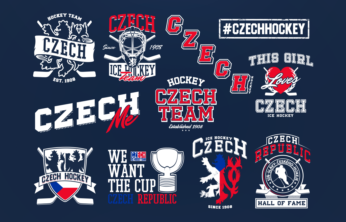 graphic design  Badge design typography   czech design Merch brand hockey t-shirt Czech merchandise