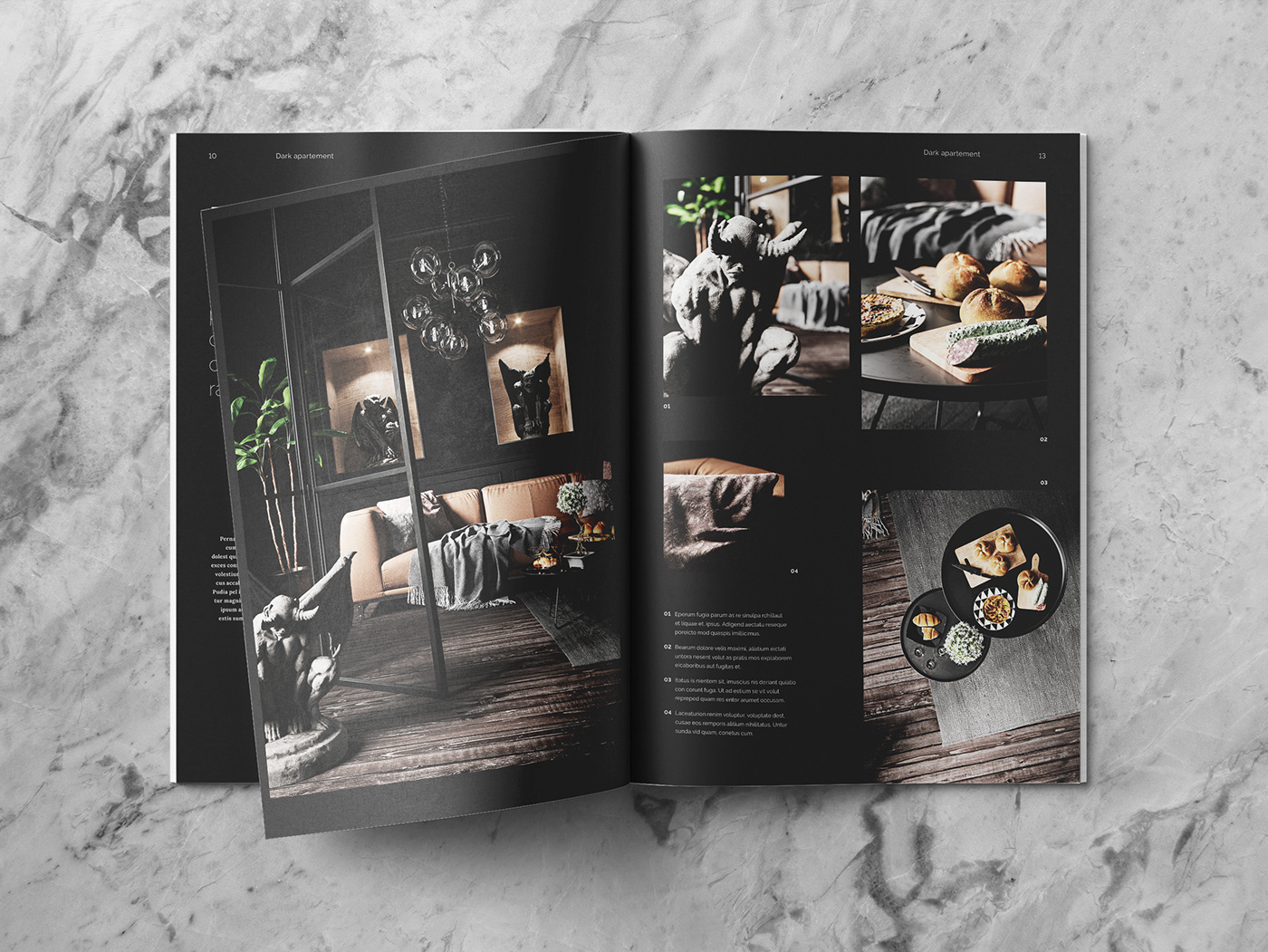 book cover mockup of the magazine template – dark apartement