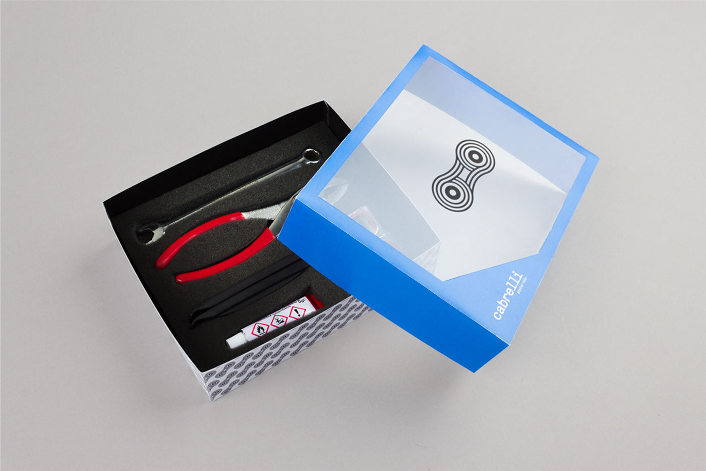 cabrelli identity brand Bike shop blue package minimal logo Stationery cycle Mockup Packaging Geneva Switzerland