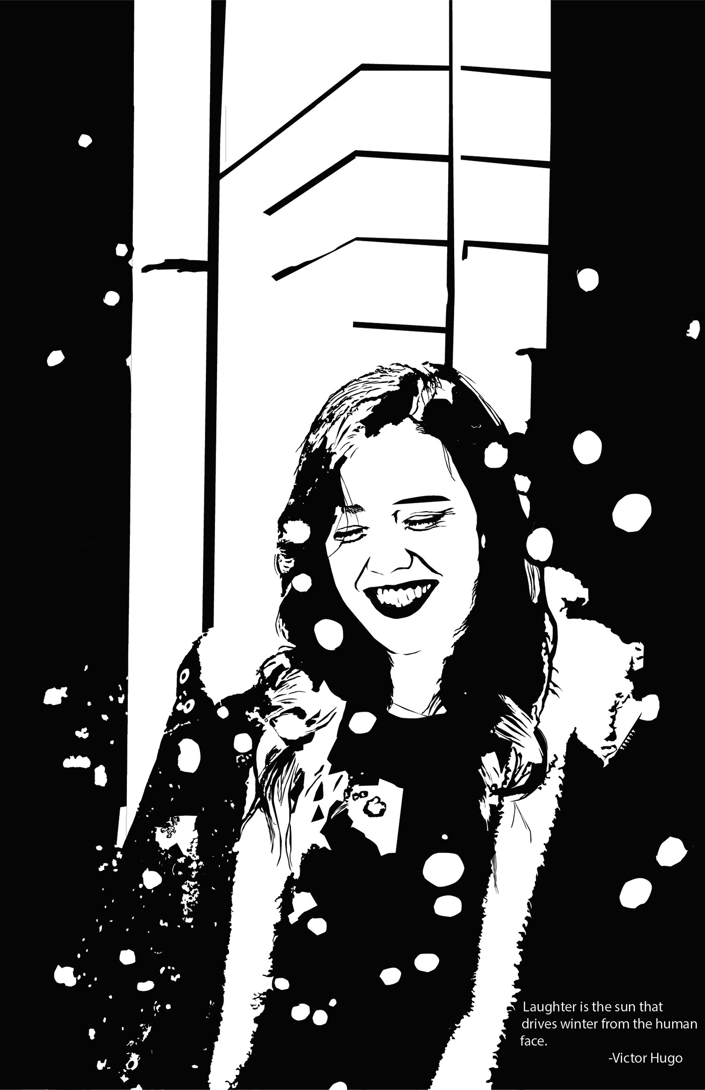 black black and white human face laughter portrait Positive Negative quote snow White winter