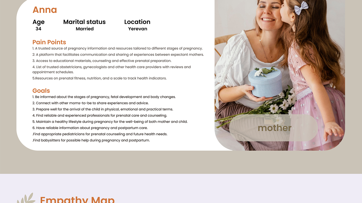 momy app ux/ui Case Study Figma UX design landing page boho stile For mom