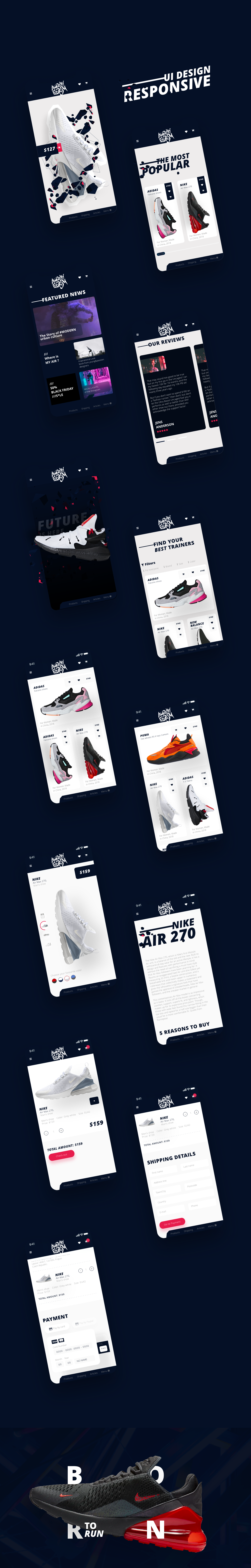 e-commerce adobexd free freebie download ui kit ux shoes Nike store