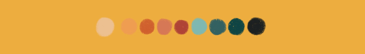 Exploration of cover palette for the book cover.