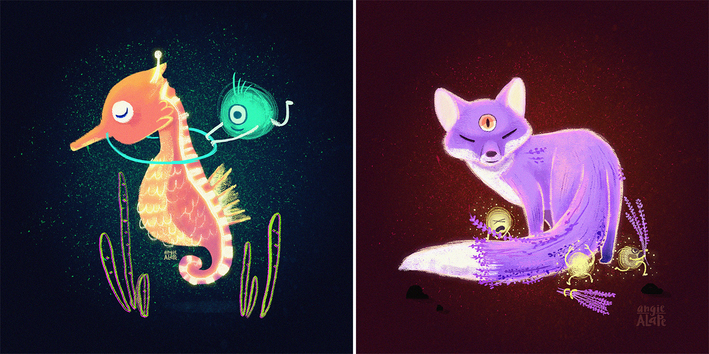 ILLUSTRATION  animals creatures Magic   children Love Digital Art  glow fantasy