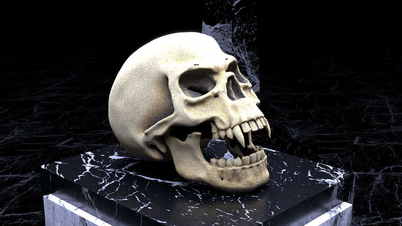 3D art CG goth modeling Render sculpting  skull throne vampire