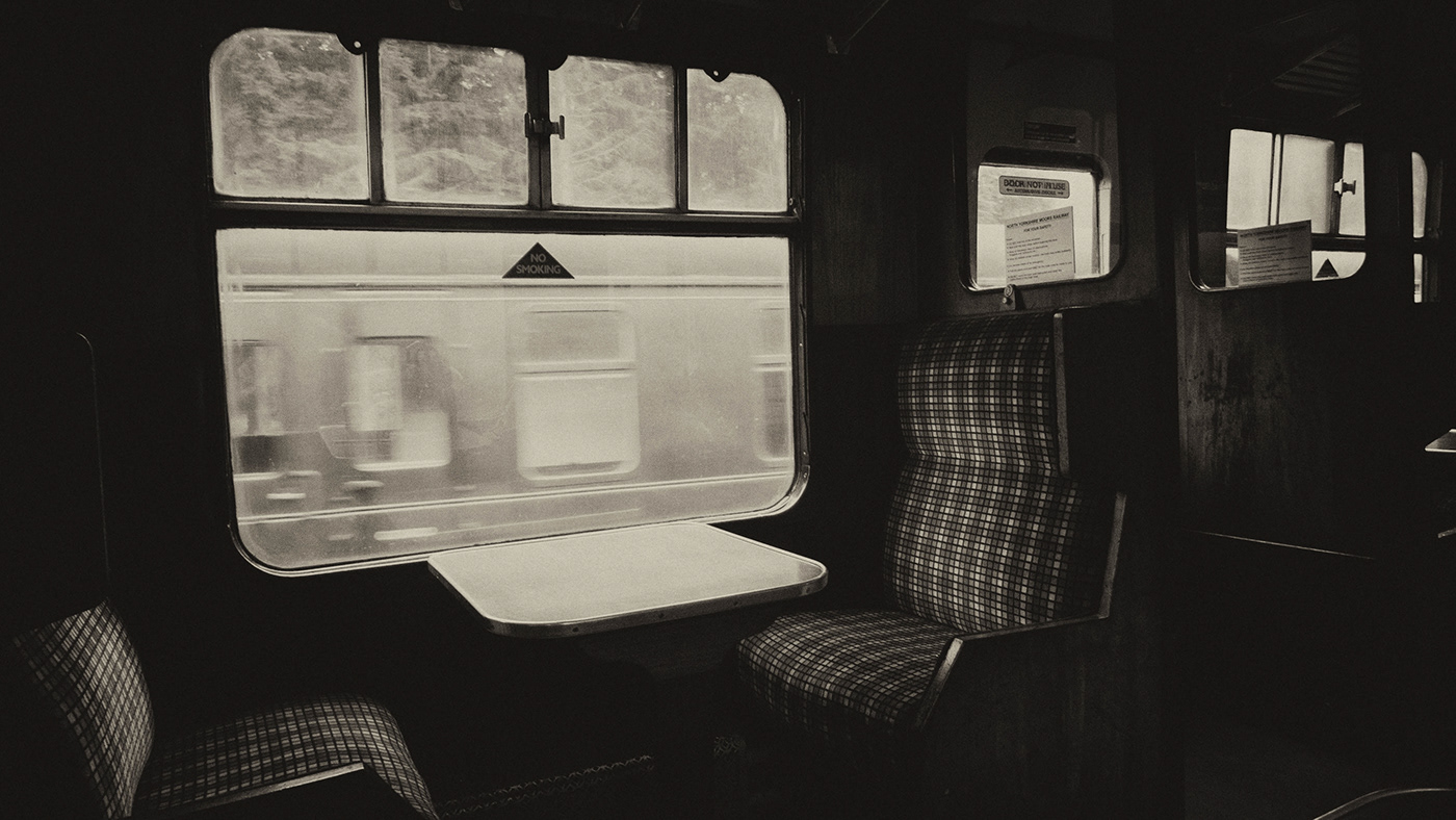 black and white train