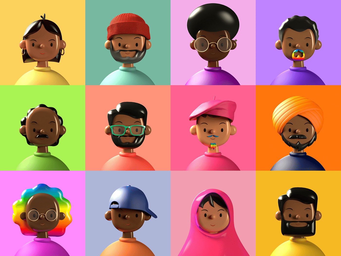 3D avatar c4d Character diverse Emoji free pride profile redshift