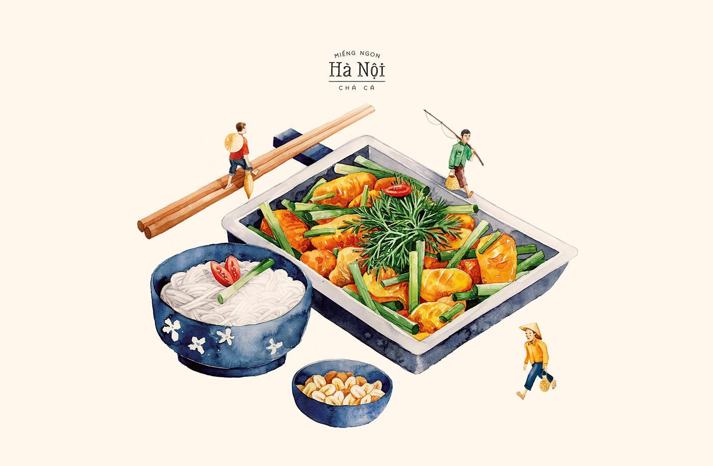 calendar Food  cuisine menu hanoi watercolor ILLUSTRATION  recipe