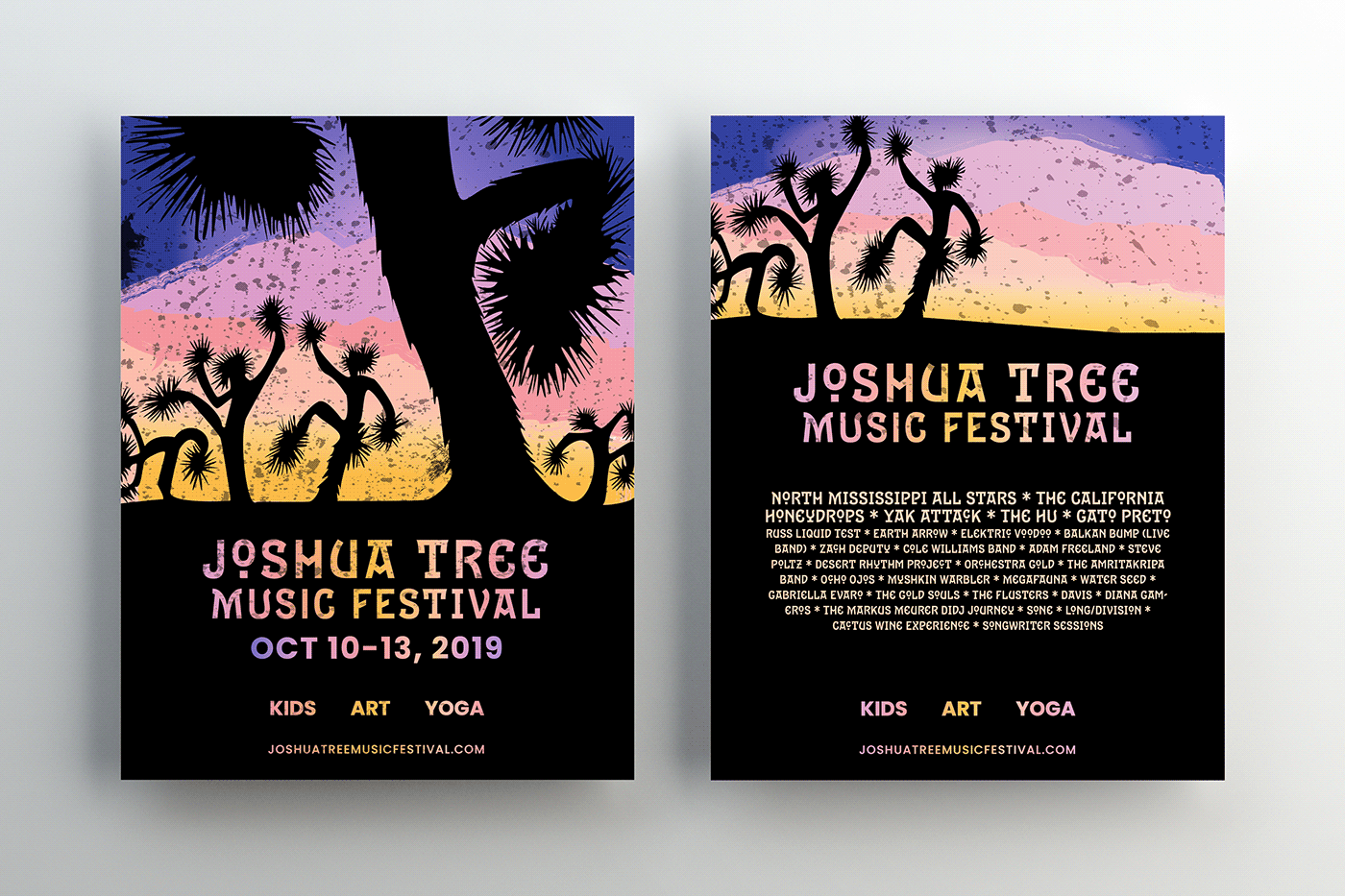 Joshua Tree Music Music Festival sunset mountains events poster  graphic design  Design event poster design poster Pen tool text and image