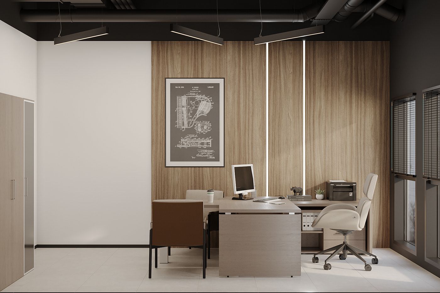 визуализация 3ds max visualization Render corona interior design  моделирование modeling 3D ofis