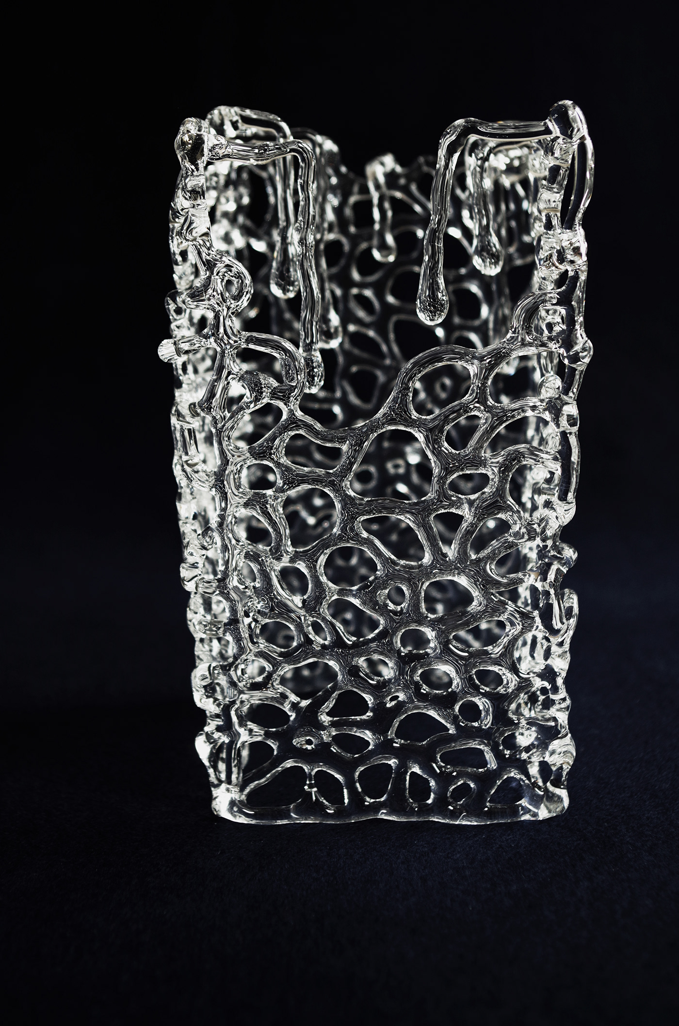 Artglass glass sculpture torch transparent