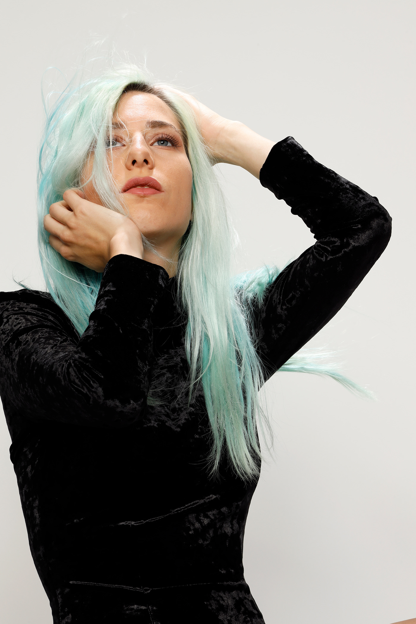 artist beauty blue hair editorial Fashion  model Photography  photoshoot portrait Singer
