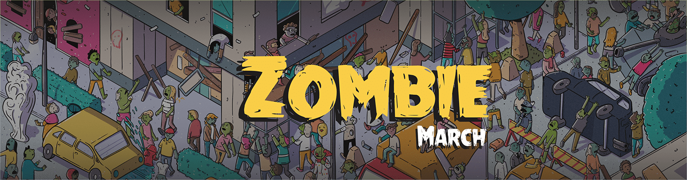 colorful detailed Fun funny kidlit movie search and find seek and find vibrant zombie