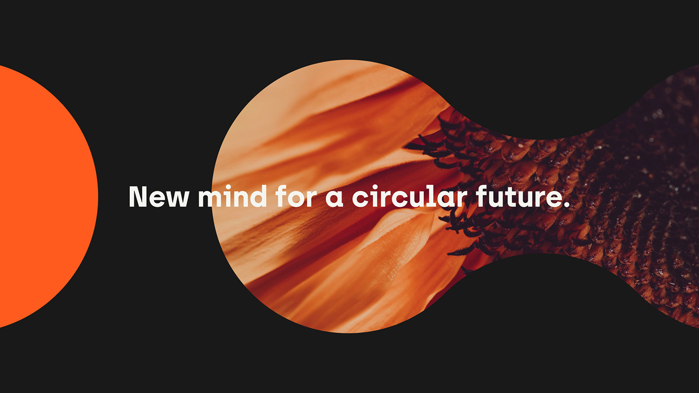 circular waste management green economy orange black flower circularity Logo Restyling