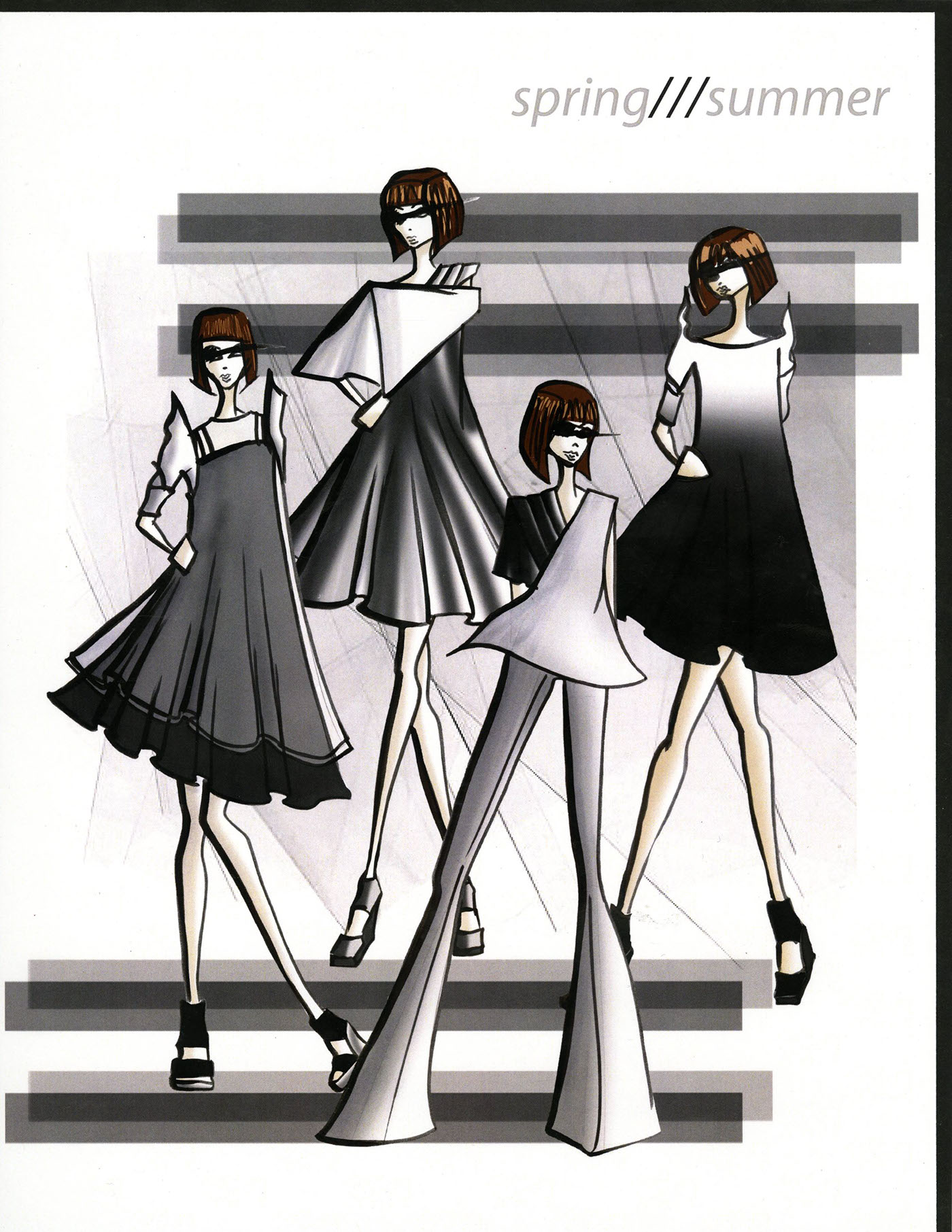 cad computer aided fashion apparel black and white womenswear