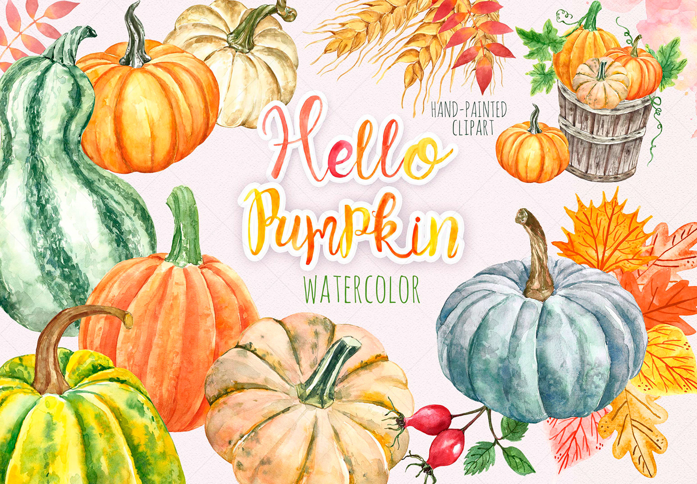 watercolor pumpkin leaves autumn Fall ILLUSTRATION  artwork thanksgiving Adobe Portfolio Halloween