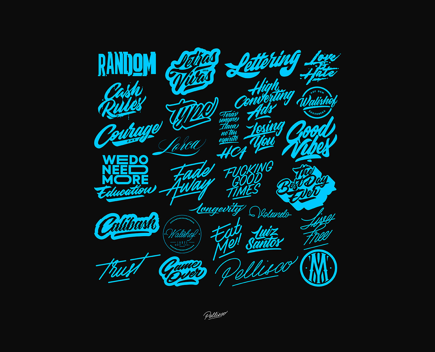lettering Calligraphy   neon sketch typo