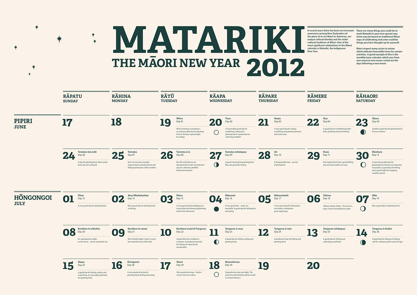 Matariki Maori New Year Calender Booklet