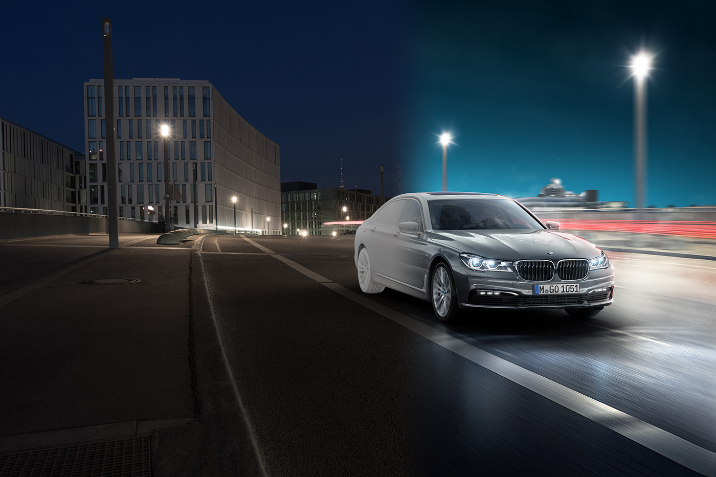 BMW retouch CGI car automotive   night series 7 berlin Render city