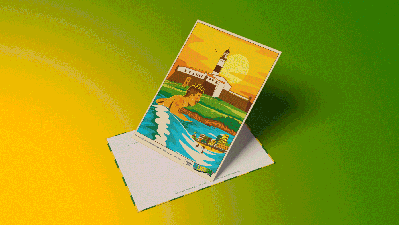 Brasil art green salvador funny postcard Procreate Travel trip beach