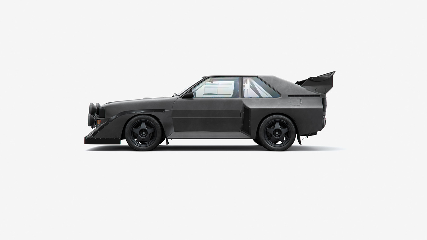 3D 80s Audi CGI grey Minimalism rally sport