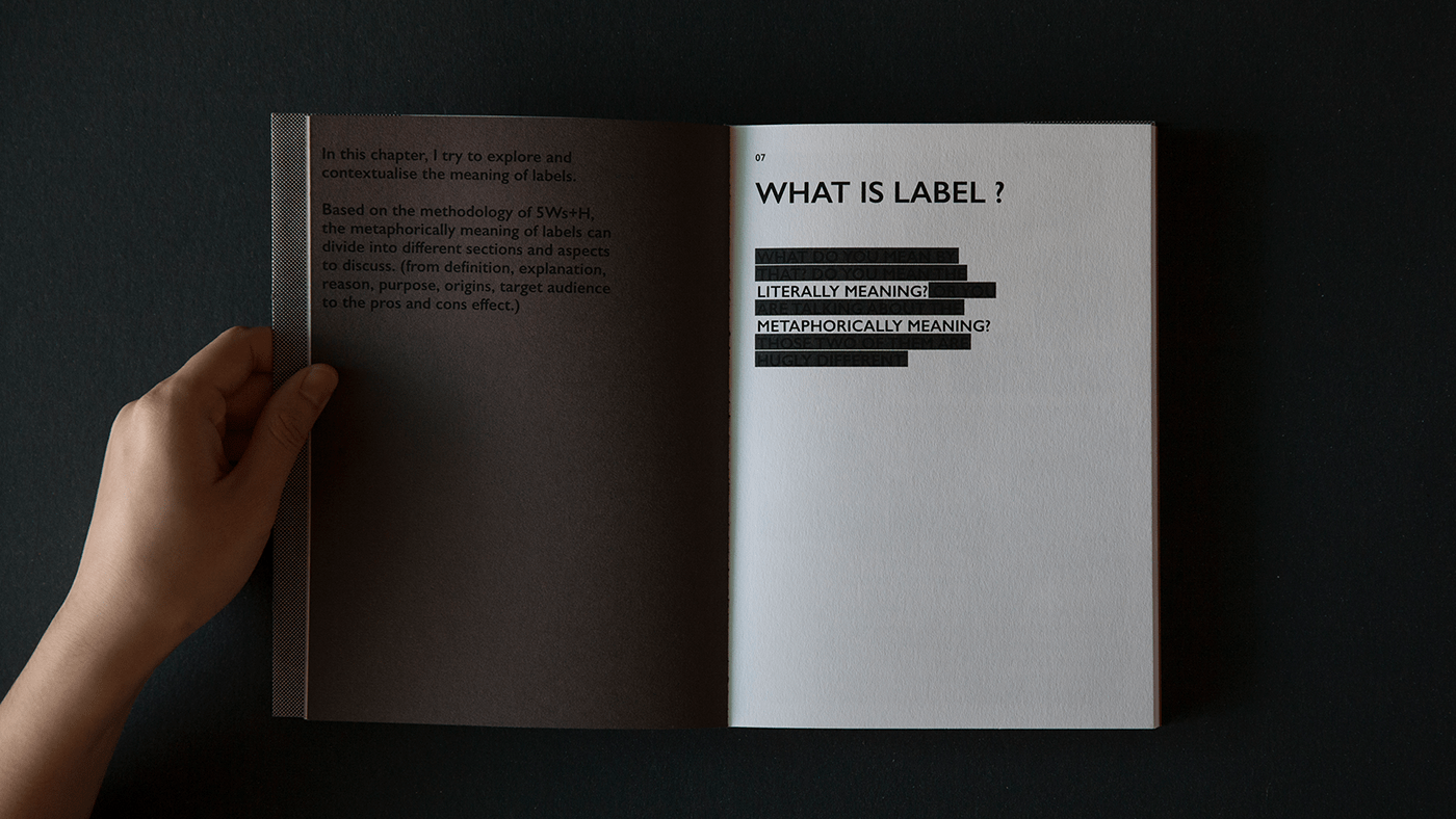 book design FOSR labels Layout research report