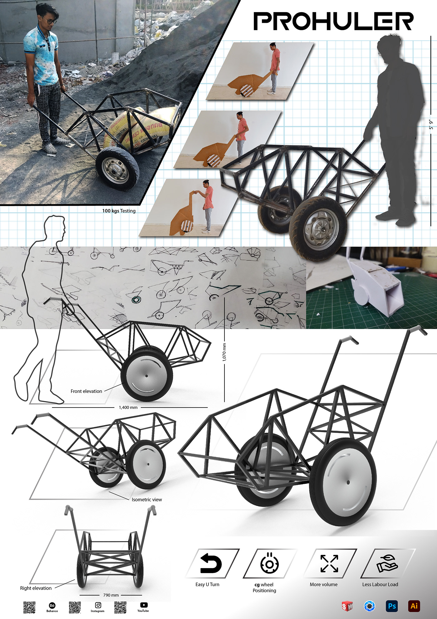 product design  wheelbarrow industrial design  Solidworks