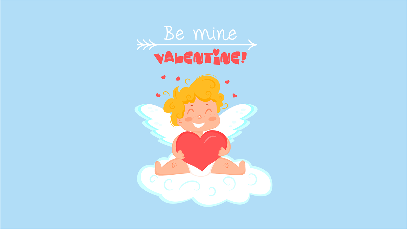 angel gift box gifts Love Packaging Valentine Angel Love Valentine's Day vector