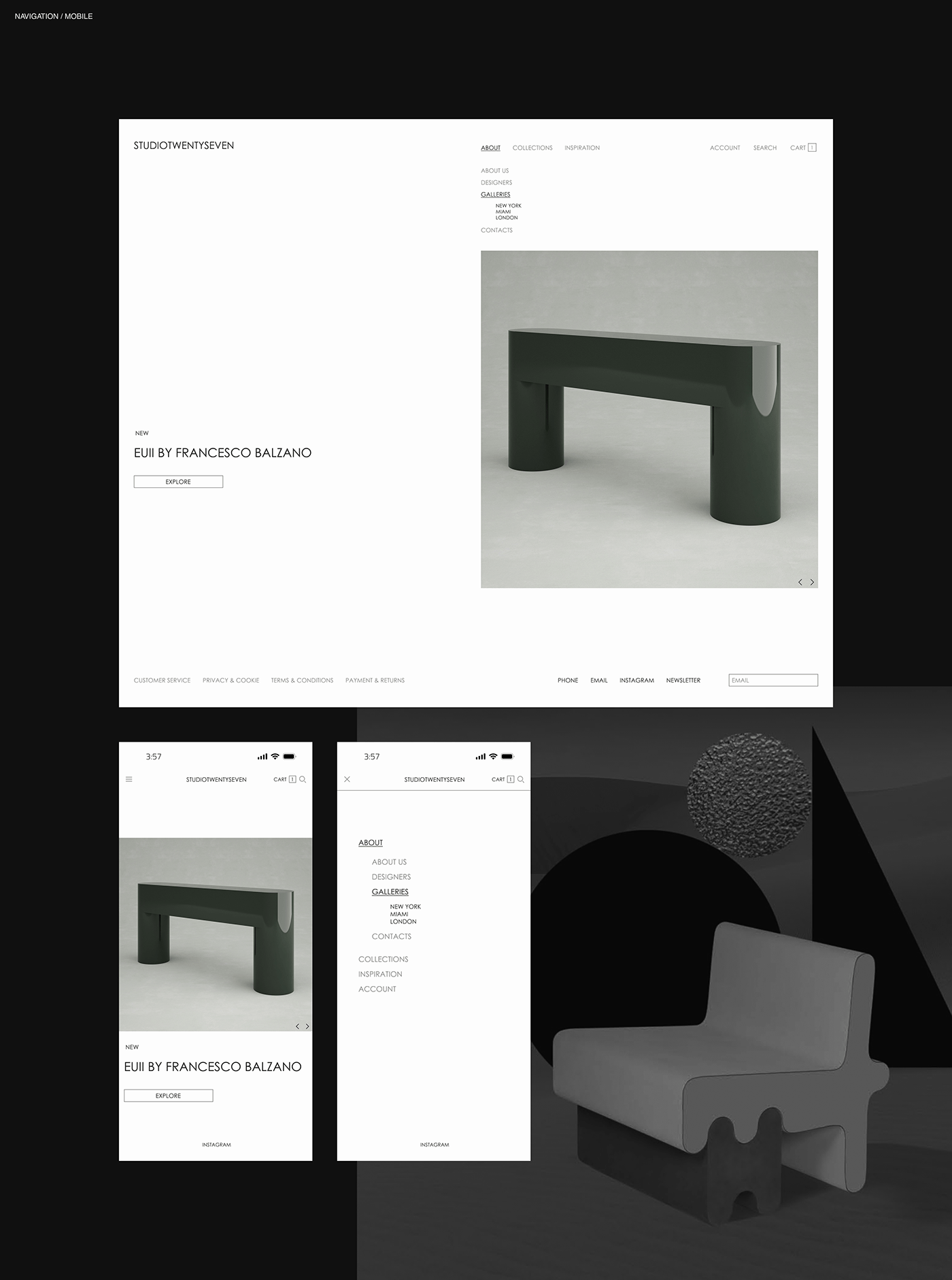 Ecommerce furniture Minimalism redesign store UI/UX Web Design  Website