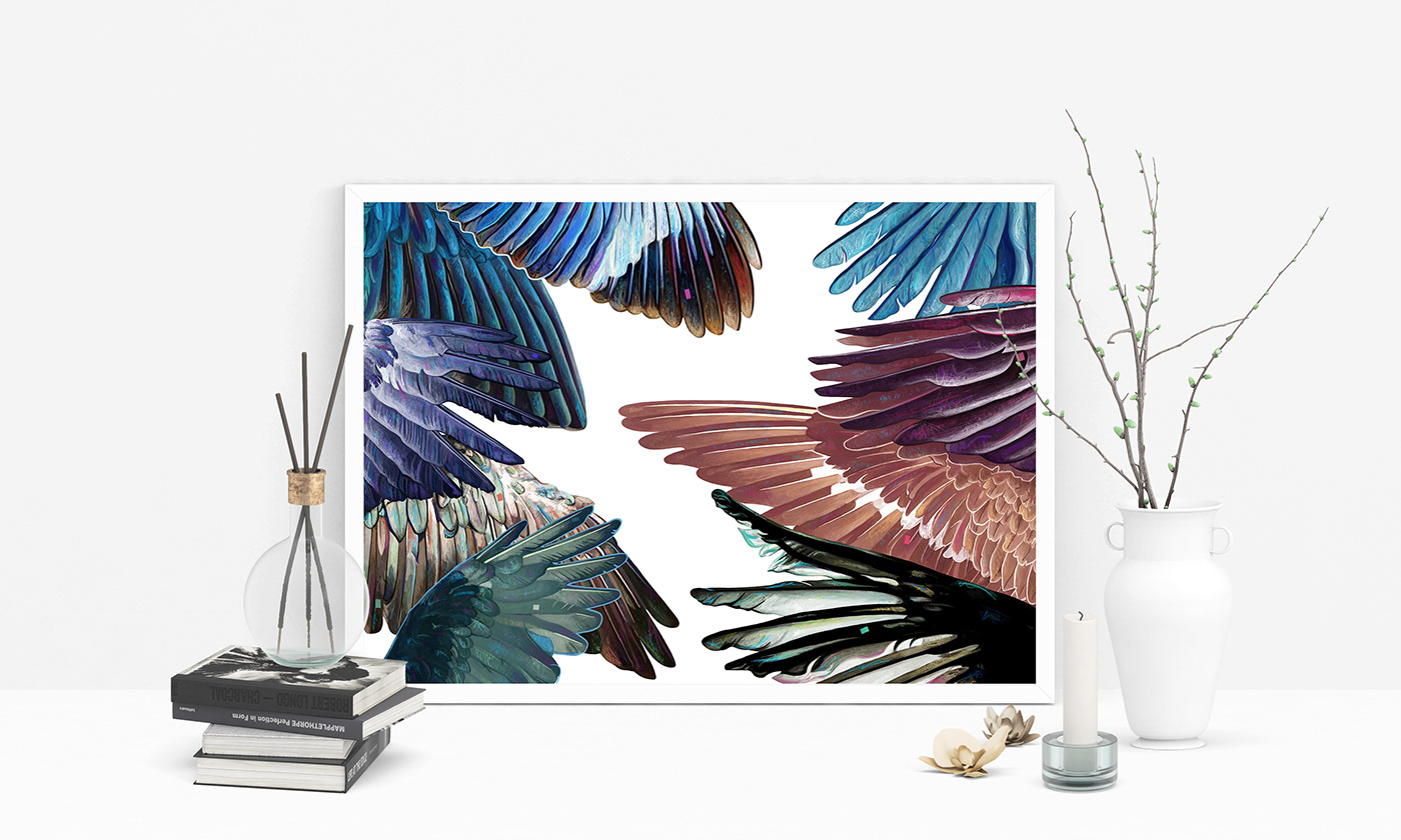 wings birds digital painting digital illustration