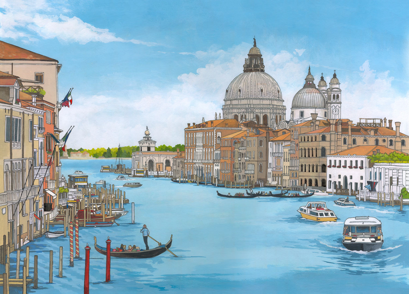 illustration by jonathan,Artist Jonathan Chapman,Venice,Grand Canal,Italy,g...