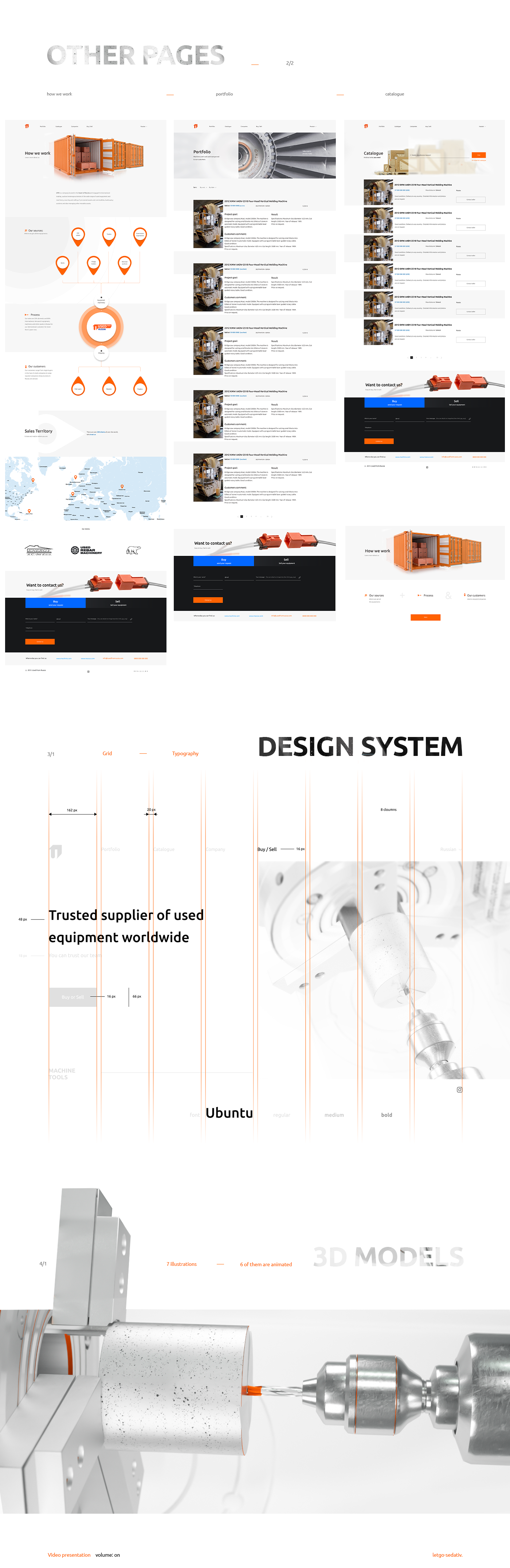 Web site Render 3D equipment machinery orange