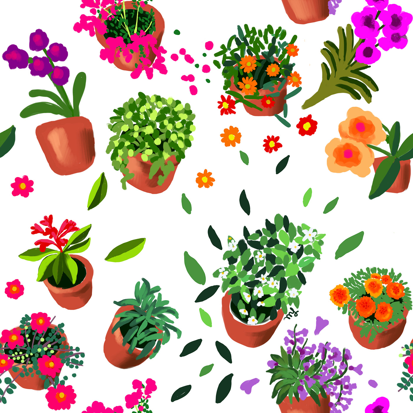 garden Flowers plants Nature leaves Patio surface design pattern design  nature drawings