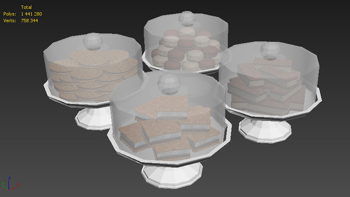 3D model bakery Bakeshop cookie dessert jar macaron macaroon Stand visualization