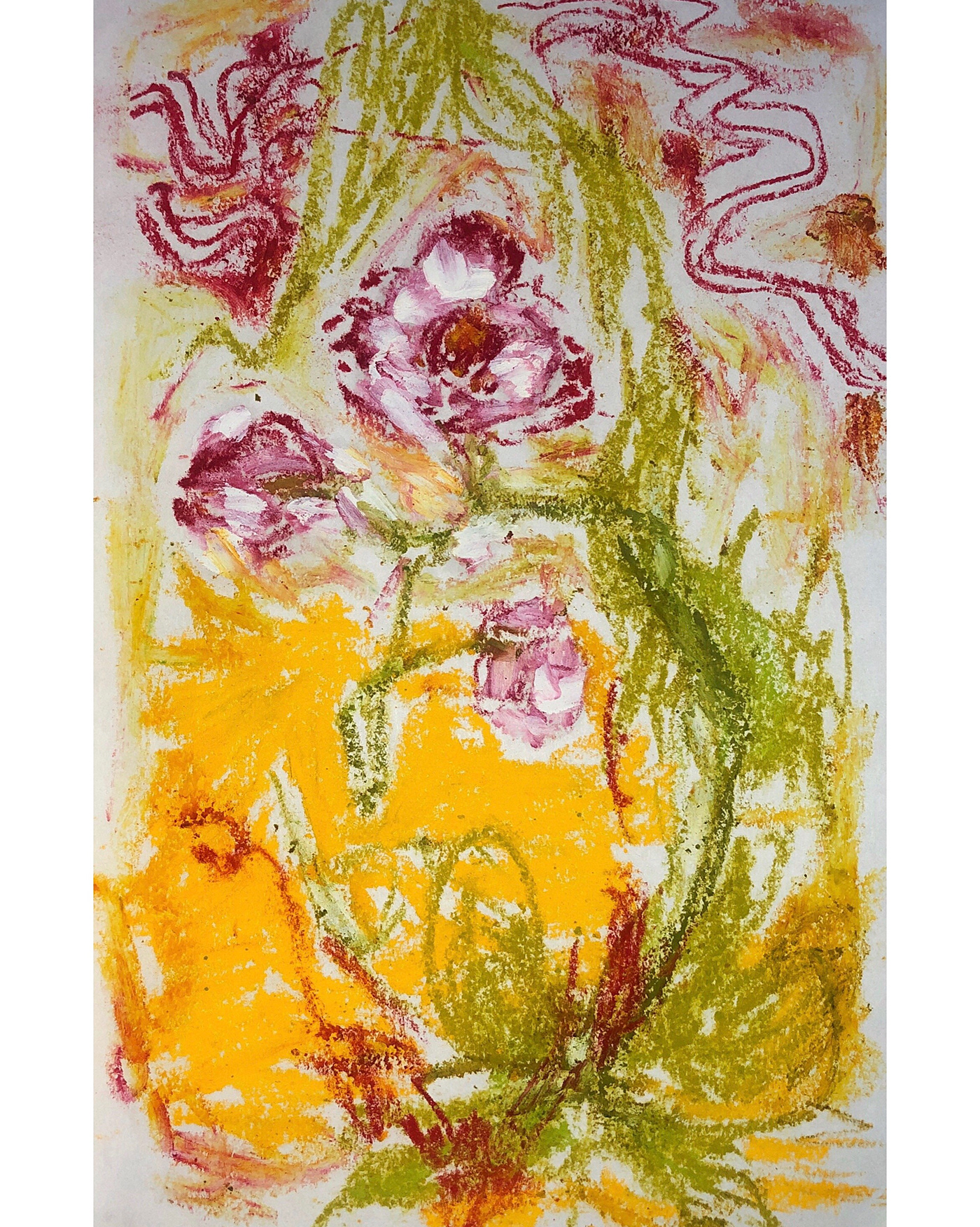 fluid Flowers colorful oil pastels