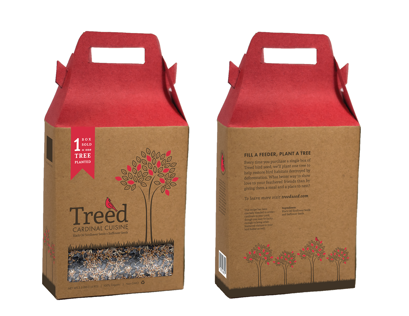 bird seed Packaging design TreeD trees cardboard