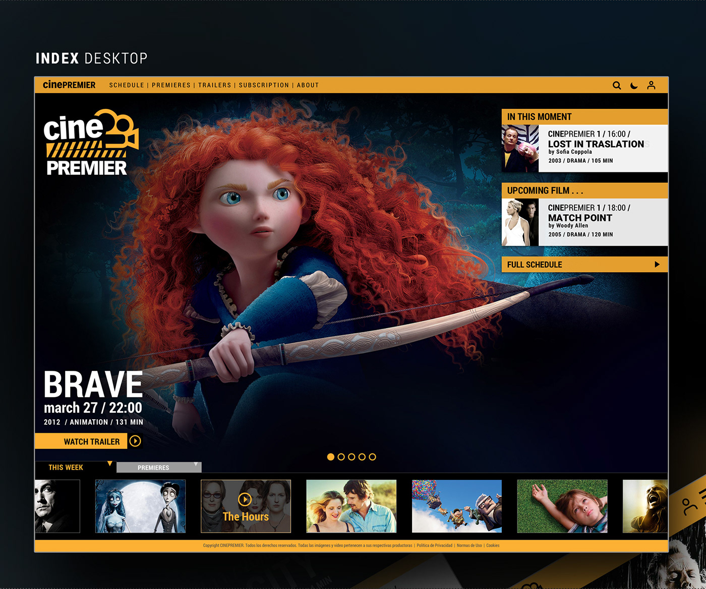 UI/UI ux app Web design Movies Cinema films user interface