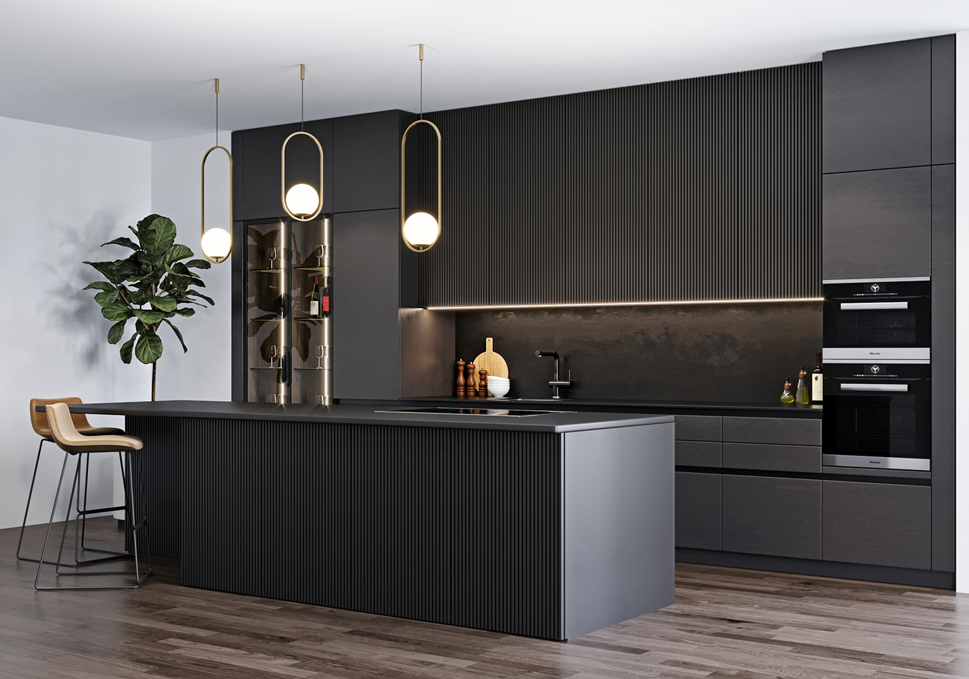 Black modern kitchen on Behance