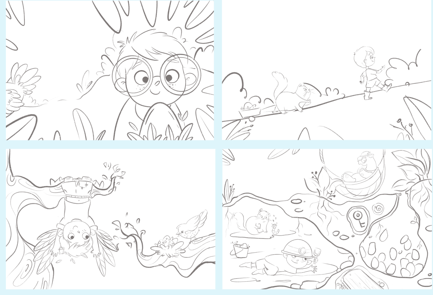 sketches of spreads for children book