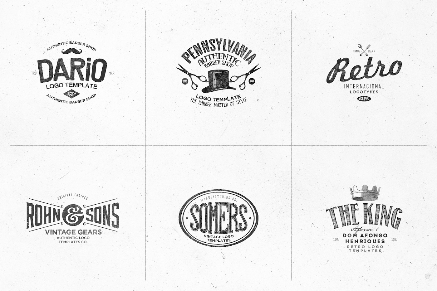 logo vintage template psd insignia badge premade hotel barber Promotion