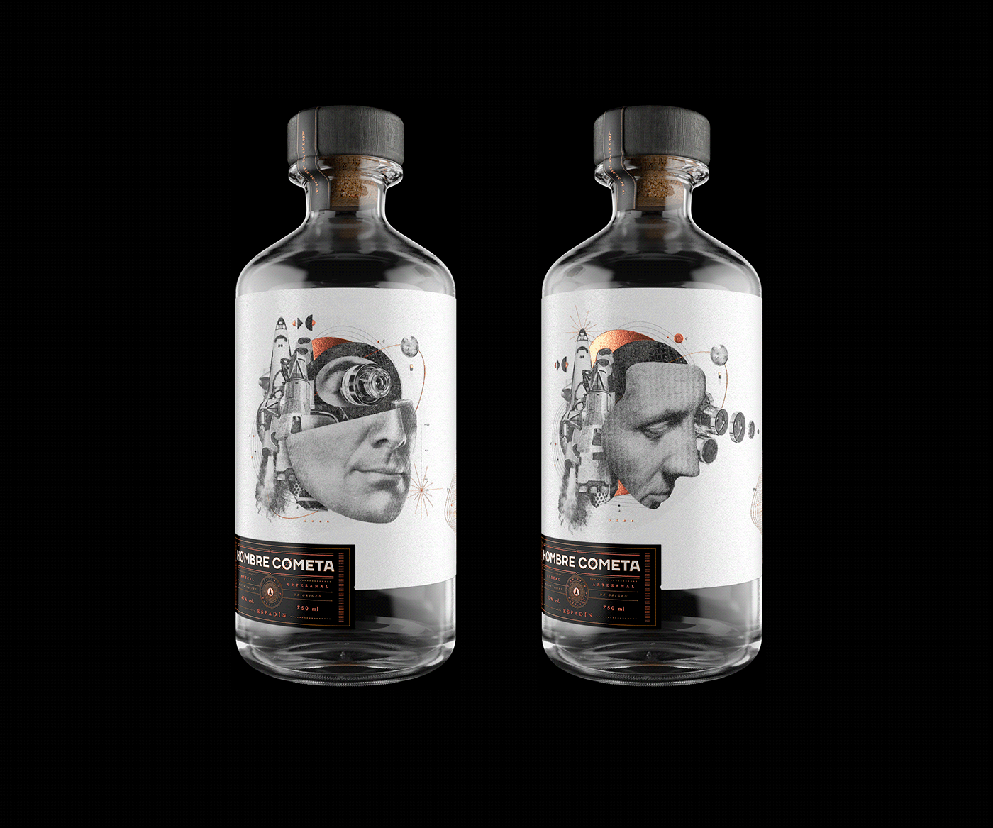 astronaut bottle branding  graphicdesign Label mexico mezcal Packaging Space  Spirits