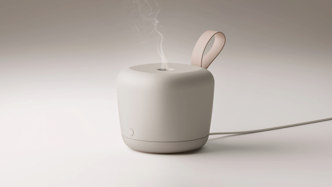 Aroma Aromatherapy diffuser essential oil home minimal portable Prototyping sketch CGI