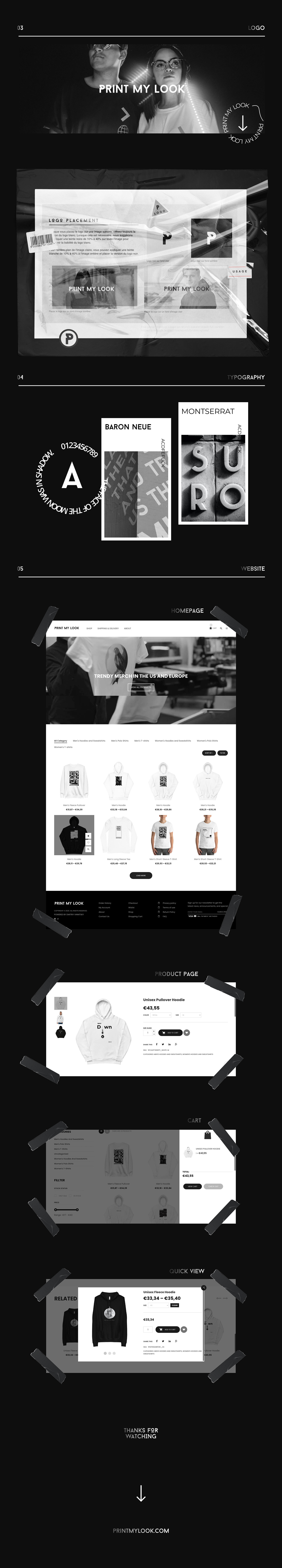 apparel black and white branding  e-commerce Figma Merch photoshop shop