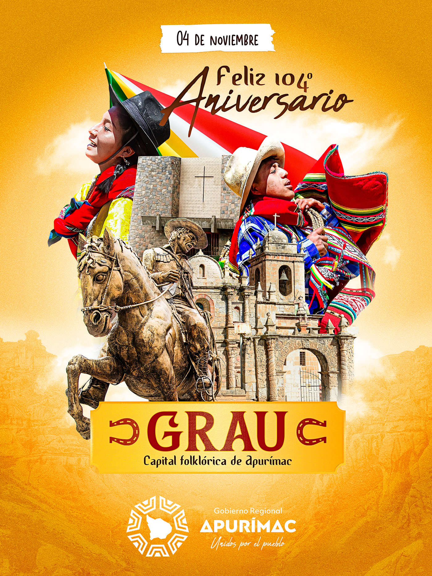 poster photoshop tourism aniversary apurimac Abancay beatiful Flowers Folklore andino