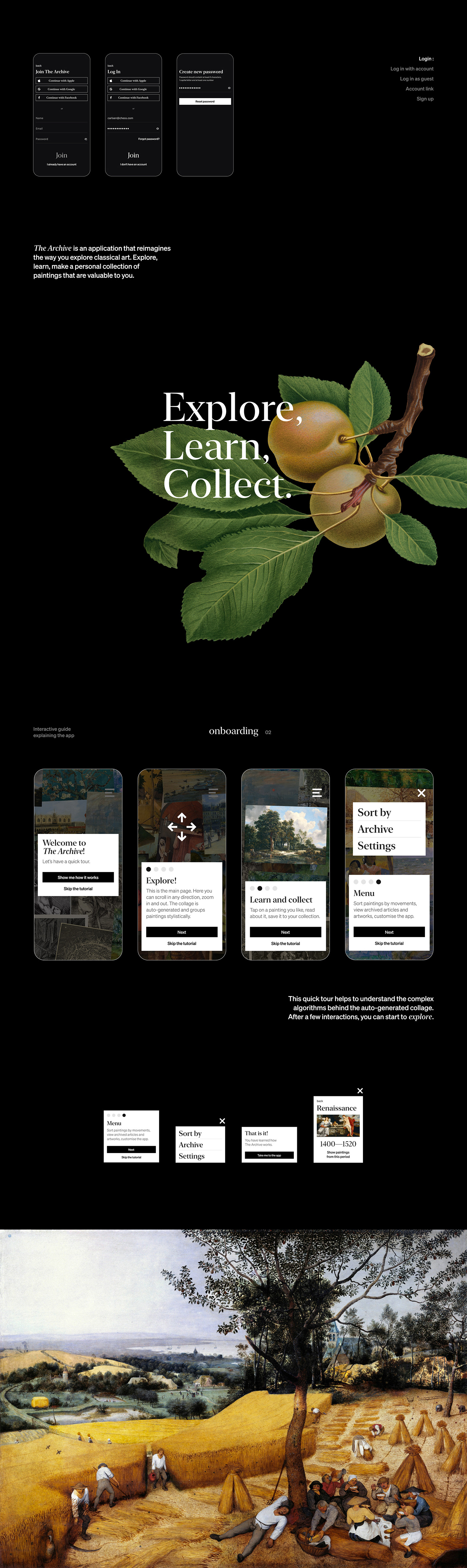 application art concept design gallery minimal Mobile app mobile typography   UI/UX