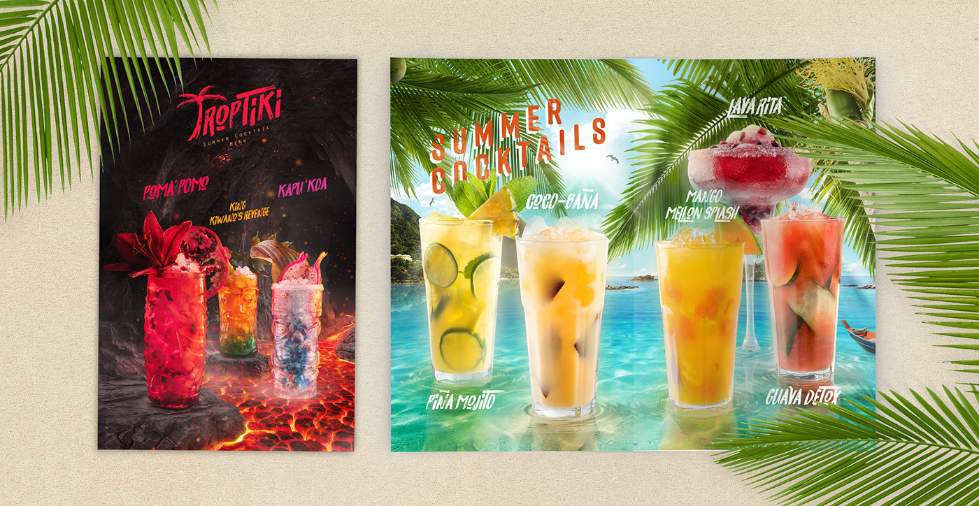 Food  retouching  Photography  restaurant branding  menu drink cocktail Tiki