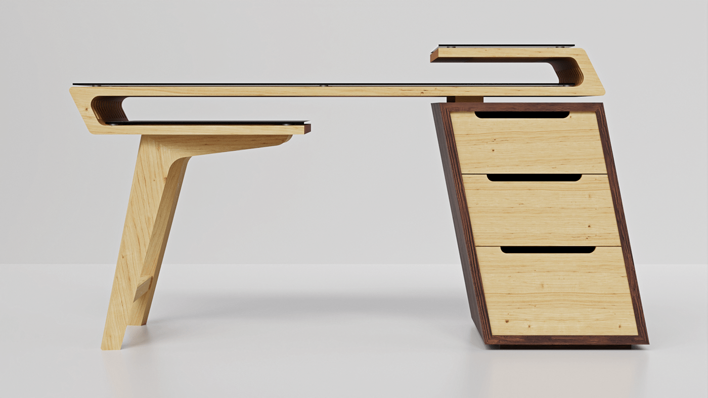 wood Custom table furniture Render rendering 3D