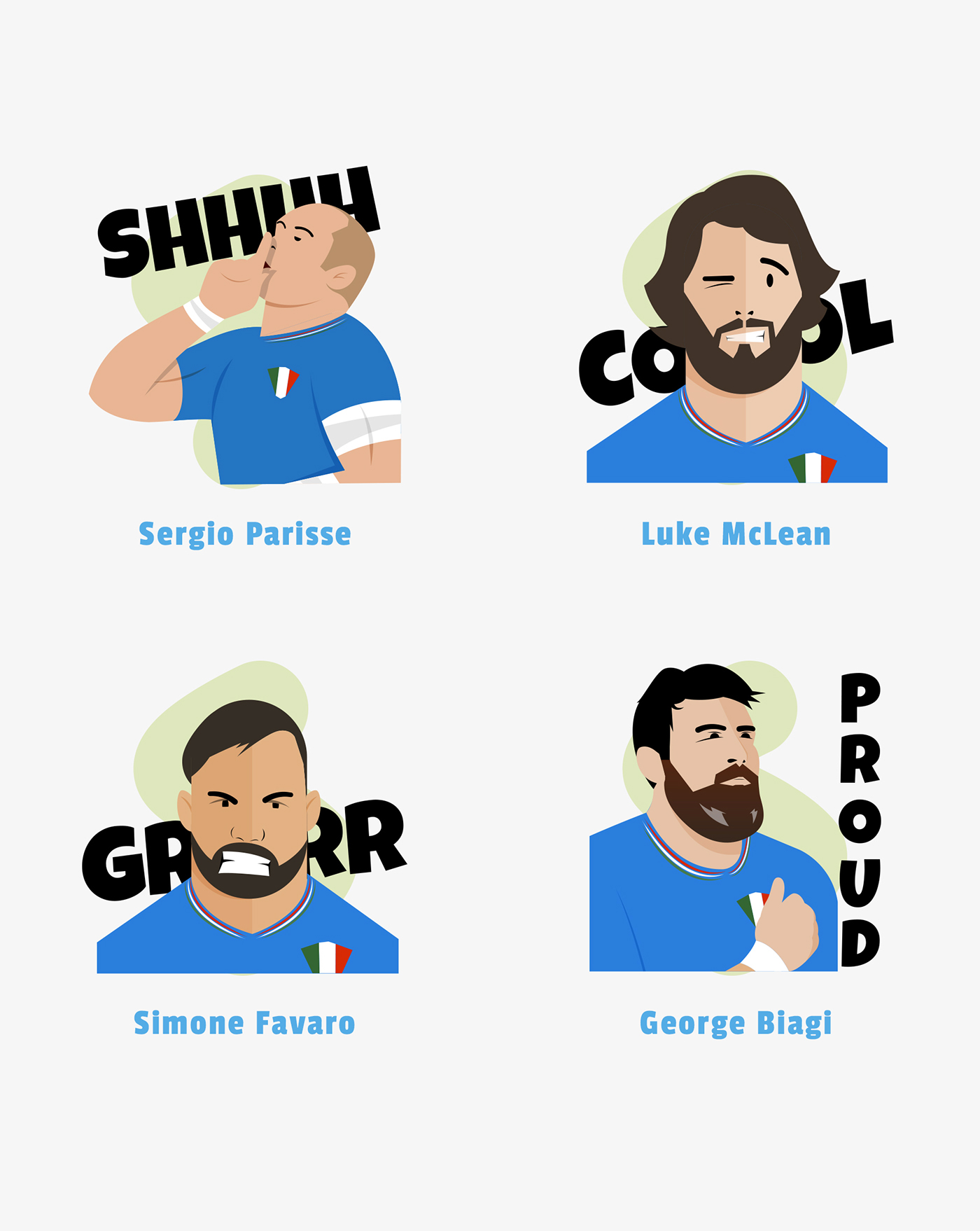 stickers set app mobile Rugby sport ios android keyboard ILLUSTRATION 